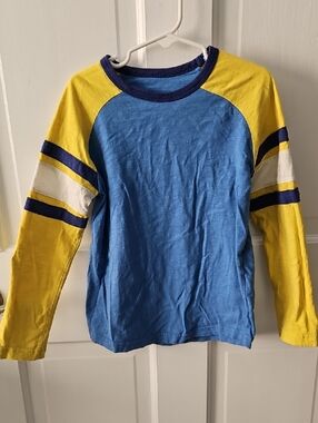 Boden Blue, Yellow & White Raglan Long Sleeve Tee